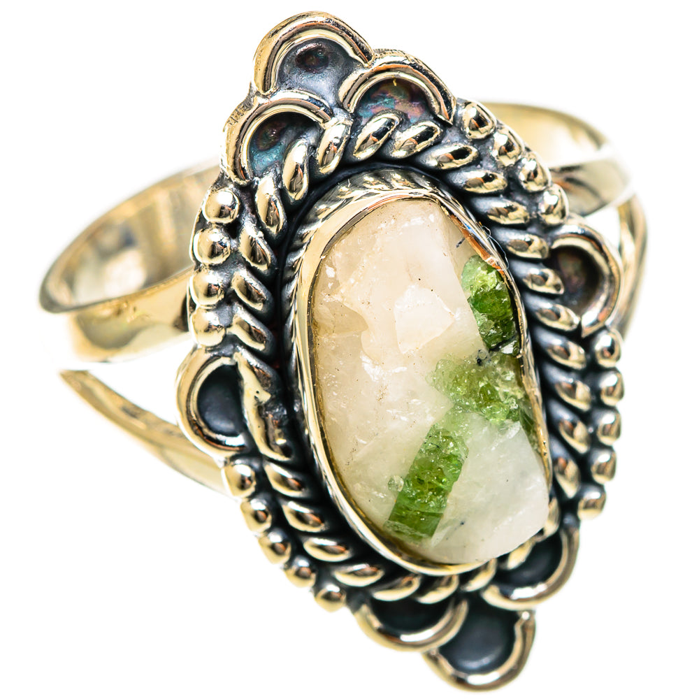 Green Tourmaline In Quartz Rings handcrafted by Anasilvercos - RING122325 - Photo 2