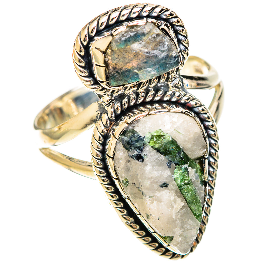 Green Tourmaline In Quartz Rings handcrafted by Anasilvercos - RING122328 - Photo 2