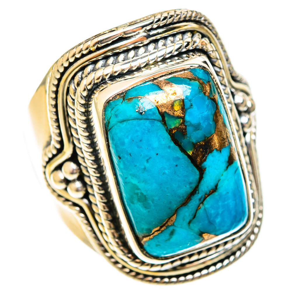 Blue Copper Composite Turquoise Rings handcrafted by Anasilvercos - RING122342 - Photo 2