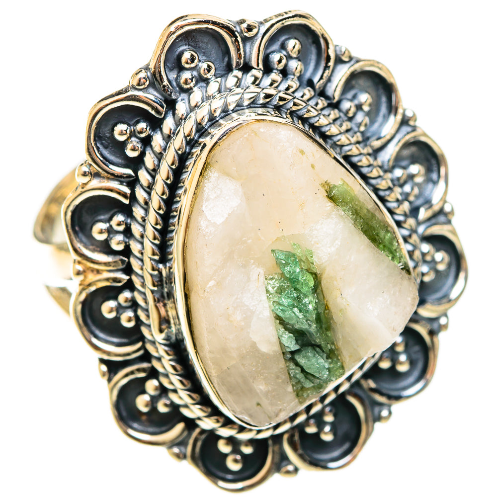 Green Tourmaline In Quartz Rings handcrafted by Anasilvercos - RING122402 - Photo 2