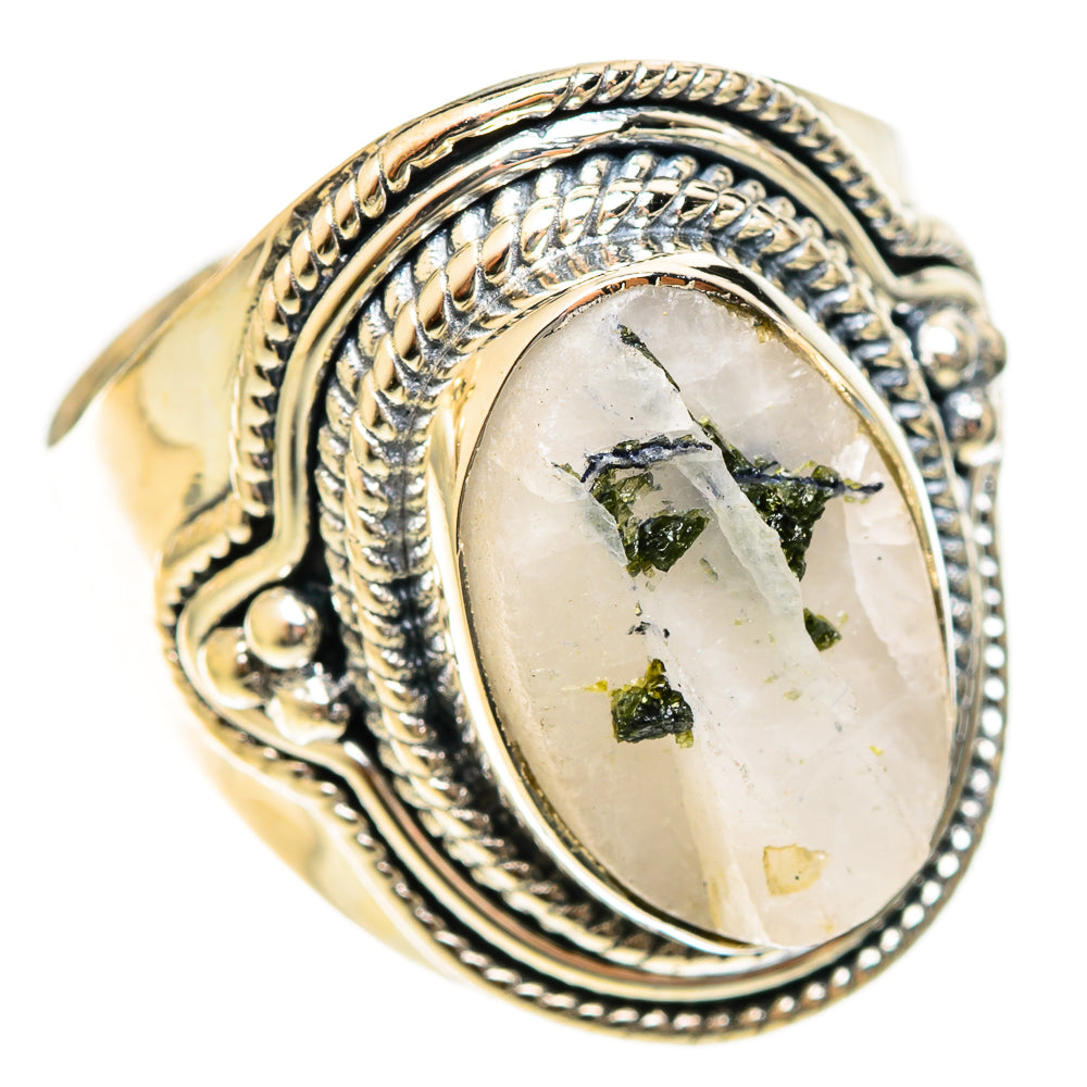 Green Tourmaline In Quartz Rings handcrafted by Anasilvercos - RING122408 - Photo 2