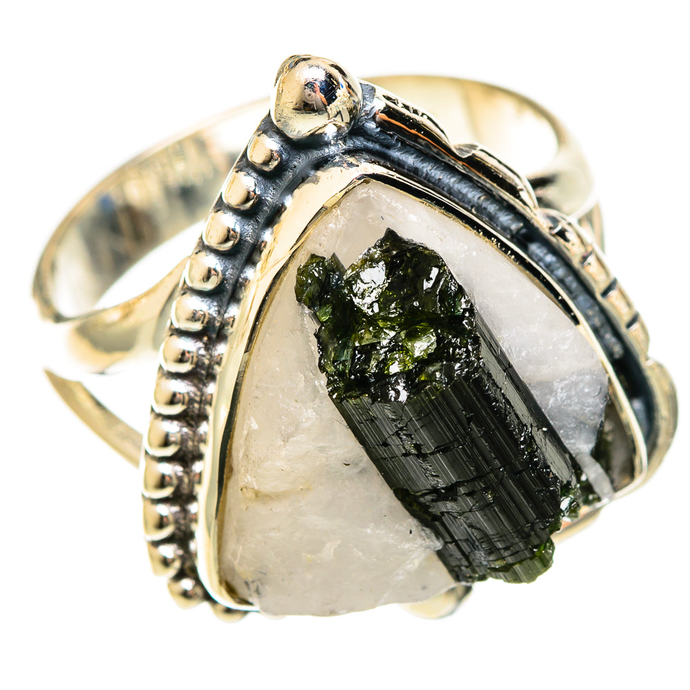 Green Tourmaline In Quartz Rings handcrafted by Anasilvercos - RING122429 - Photo 2