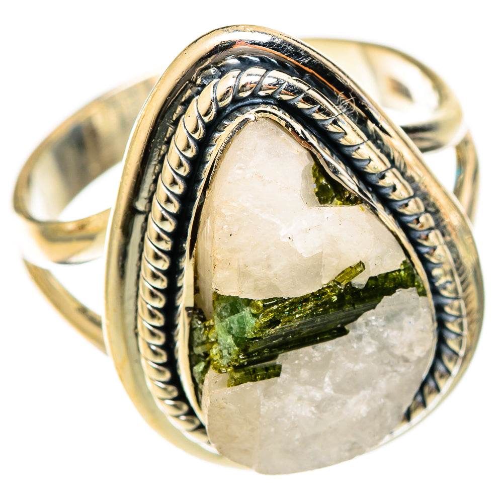 Green Tourmaline In Quartz Rings handcrafted by Anasilvercos - RING122441 - Photo 2