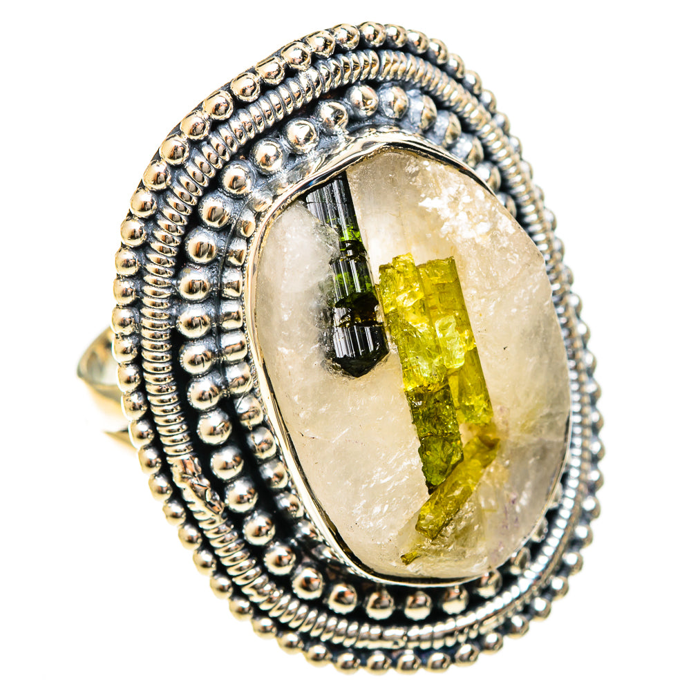 Green Tourmaline In Quartz Rings handcrafted by Anasilvercos - RING122518 - Photo 2