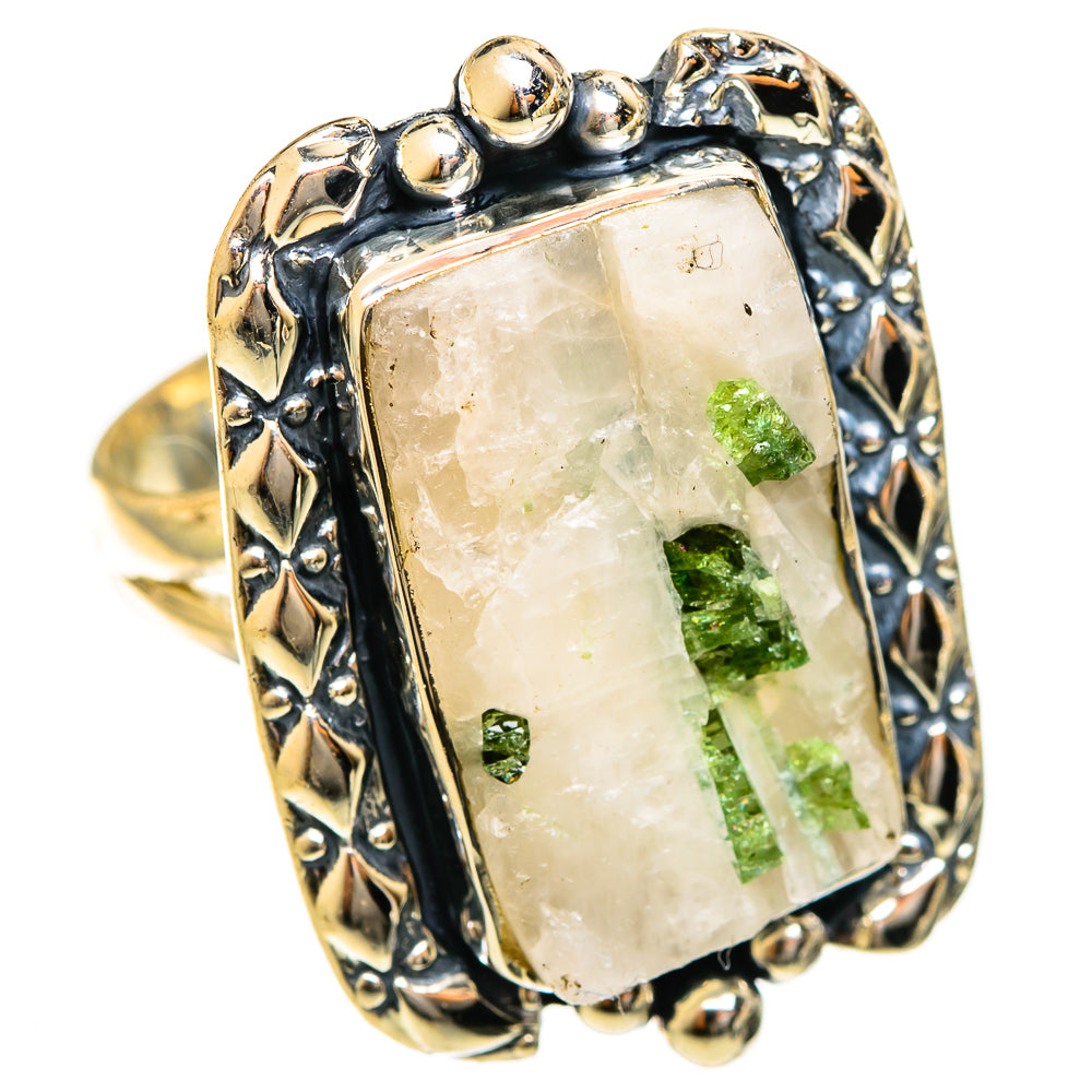 Green Tourmaline In Quartz Rings handcrafted by Anasilvercos - RING122531 - Photo 2