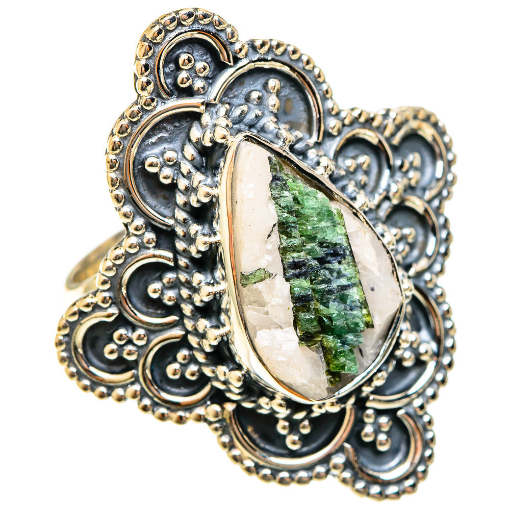 Green Tourmaline In Quartz Rings handcrafted by Anasilvercos - RING122536 - Photo 2