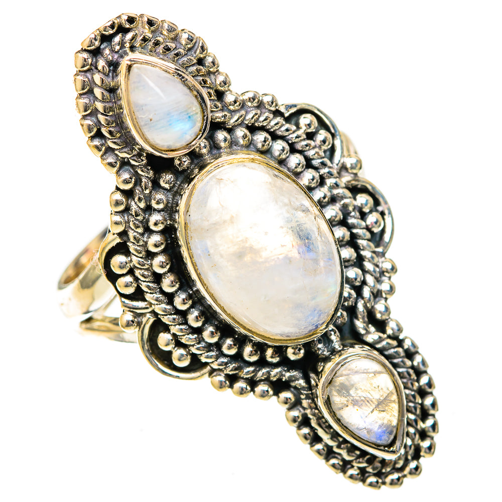 Rainbow Moonstone Rings handcrafted by Anasilvercos - RING122596 - Photo 2