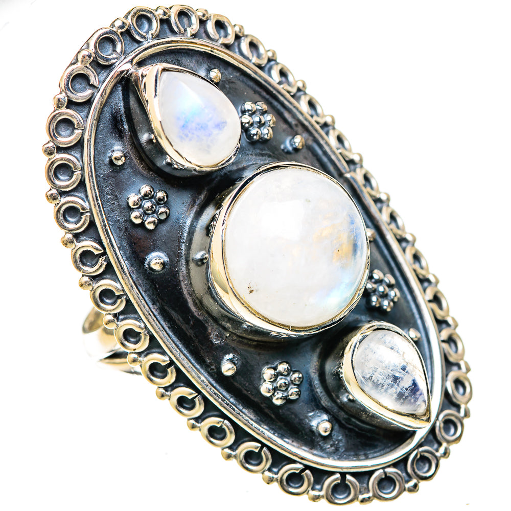 Rainbow Moonstone Rings handcrafted by Anasilvercos - RING122597 - Photo 2