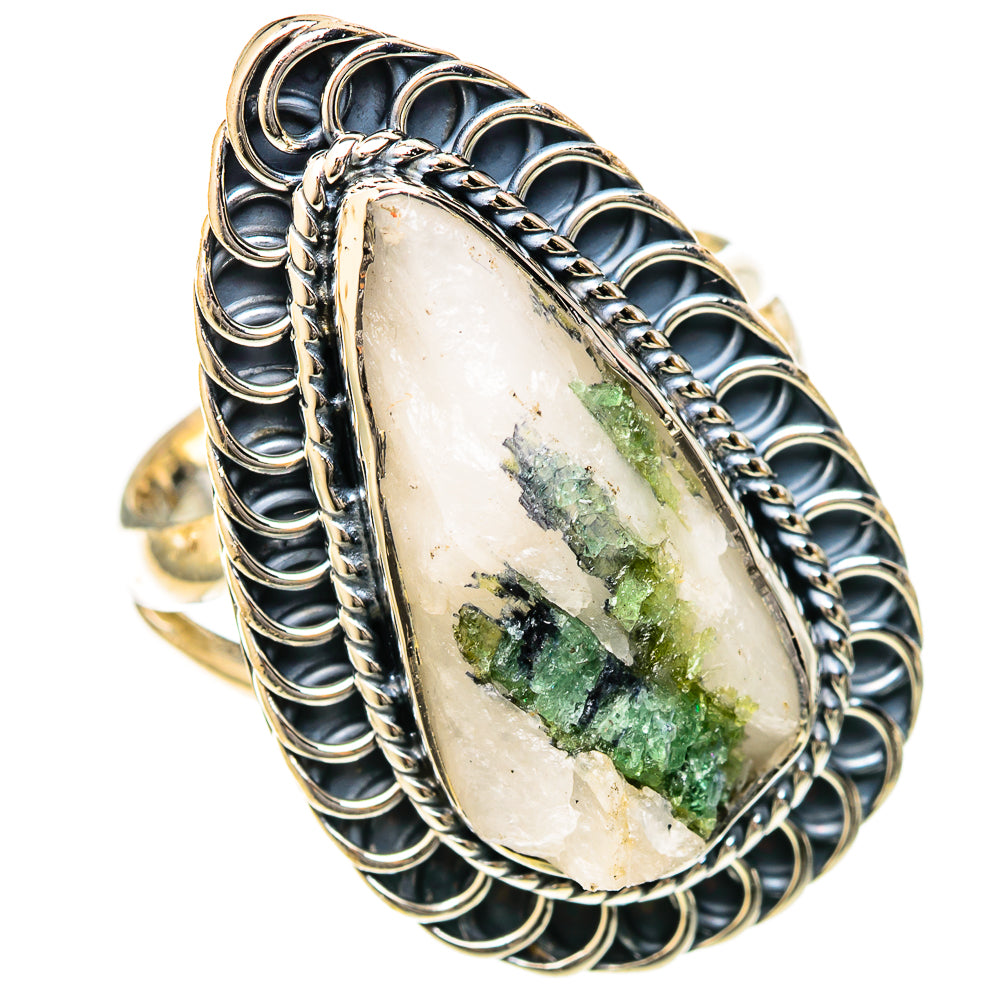 Green Tourmaline In Quartz Rings handcrafted by Anasilvercos - RING122620 - Photo 2