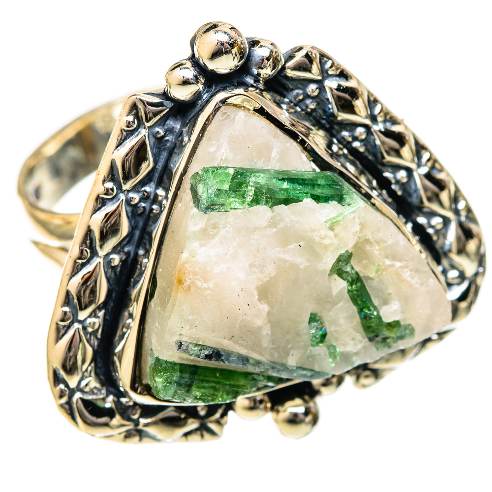 Green Tourmaline In Quartz Rings handcrafted by Anasilvercos - RING122640 - Photo 2