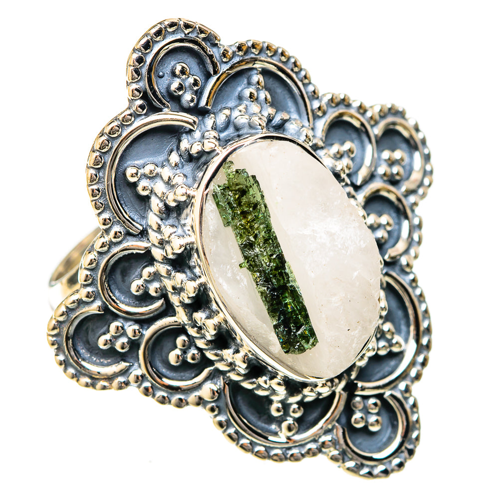 Green Tourmaline In Quartz Rings handcrafted by Anasilvercos - RING122663 - Photo 2