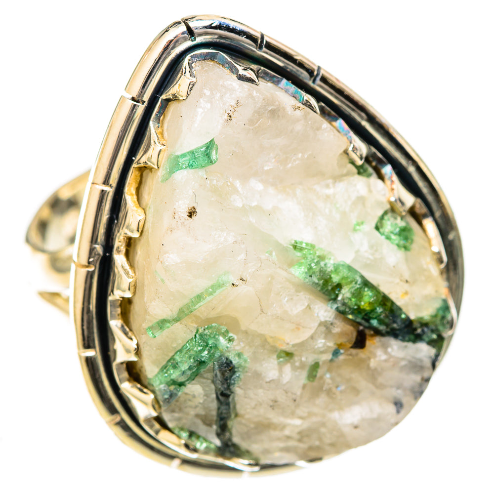 Green Tourmaline In Quartz Rings handcrafted by Anasilvercos - RING122671 - Photo 2