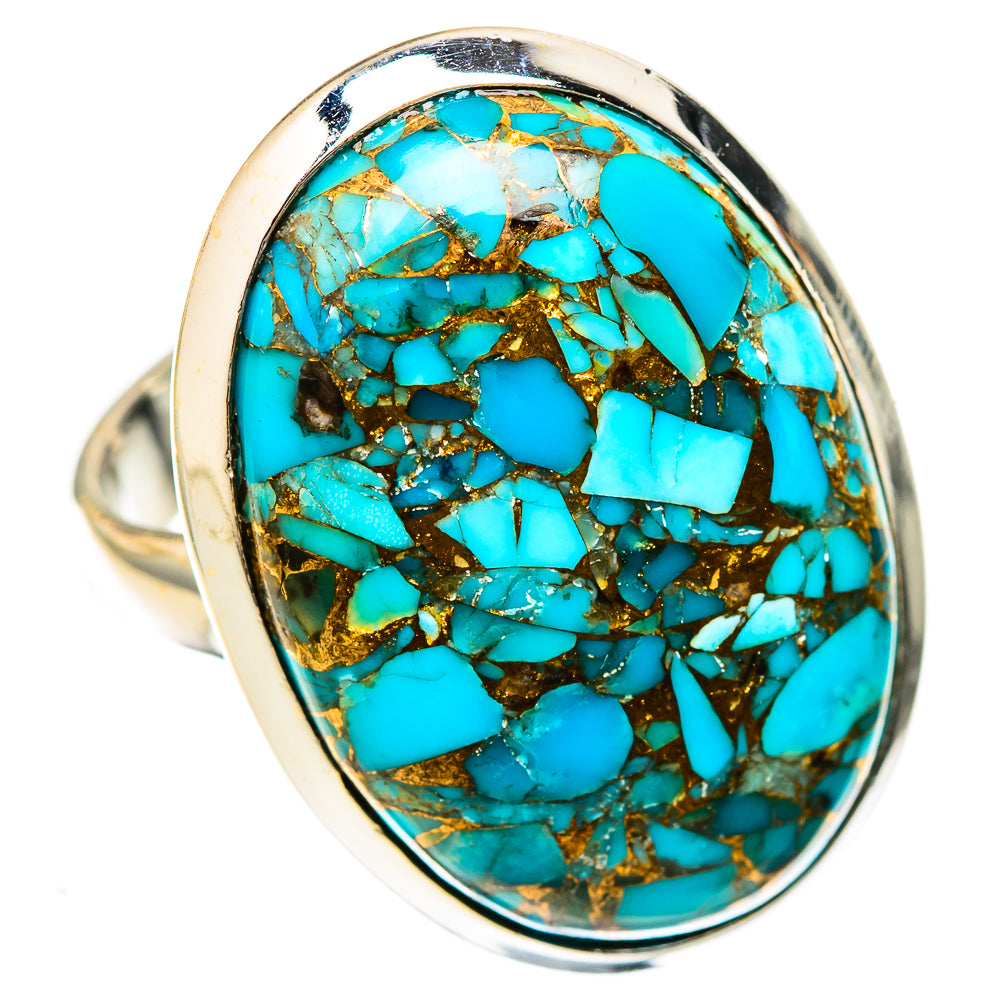Blue Copper Composite Turquoise Rings handcrafted by Anasilvercos - RING122696 - Photo 2