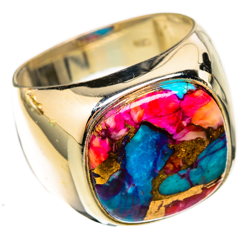 Kingman Pink Dahlia Turquoise Rings handcrafted by Anasilvercos - RING122775 - Photo 2