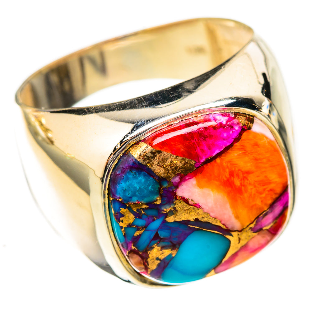 Kingman Pink Dahlia Turquoise Rings handcrafted by Anasilvercos - RING122799 - Photo 2