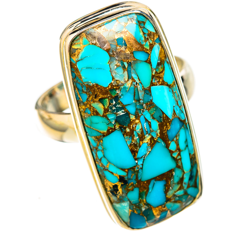 Blue Copper Composite Turquoise Rings handcrafted by Anasilvercos - RING122814 - Photo 2