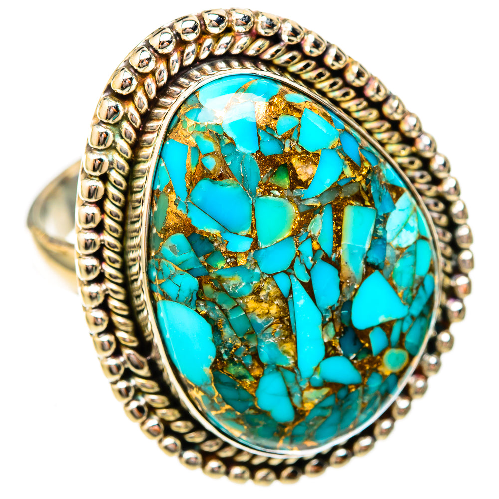Blue Copper Composite Turquoise Rings handcrafted by Anasilvercos - RING122842 - Photo 2