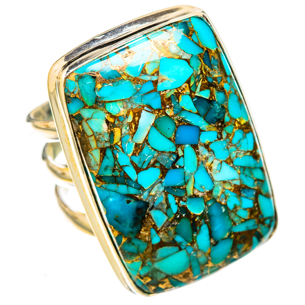 Blue Copper Composite Turquoise Rings handcrafted by Anasilvercos - RING122867 - Photo 2