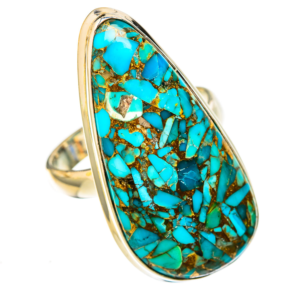 Blue Copper Composite Turquoise Rings handcrafted by Anasilvercos - RING122871 - Photo 2