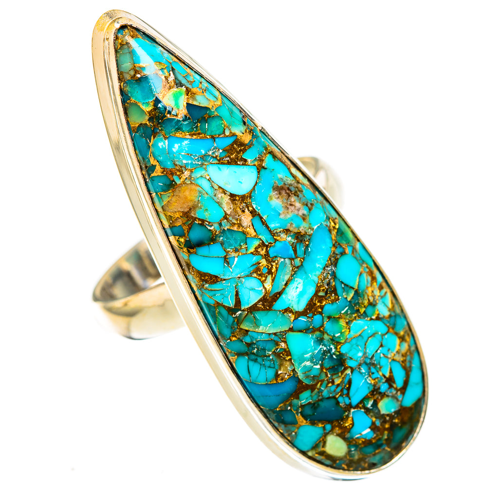 Blue Copper Composite Turquoise Rings handcrafted by Anasilvercos - RING122901 - Photo 2