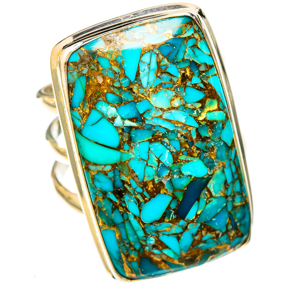 Blue Copper Composite Turquoise Rings handcrafted by Anasilvercos - RING122902 - Photo 2