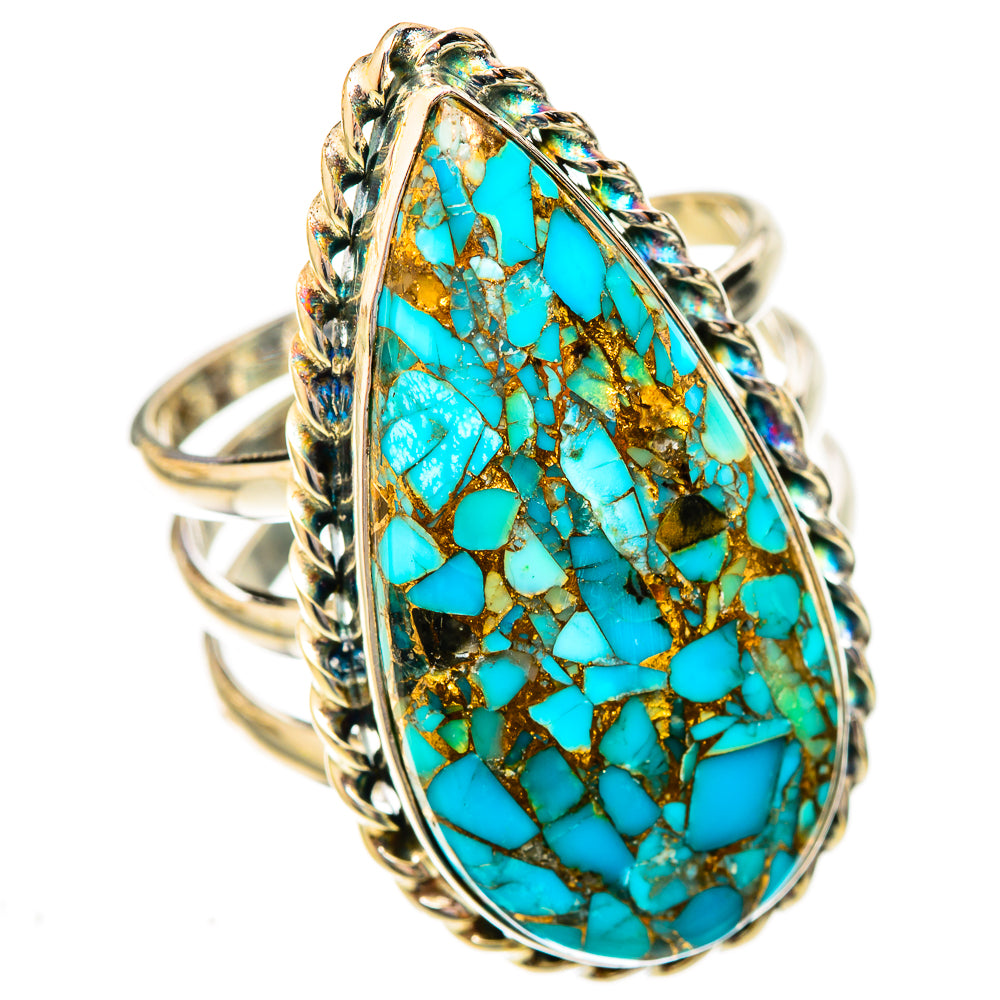Blue Copper Composite Turquoise Rings handcrafted by Anasilvercos - RING122904 - Photo 2