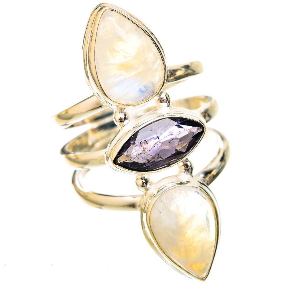 Rainbow Moonstone Rings handcrafted by Anasilvercos - RING122910 - Photo 2