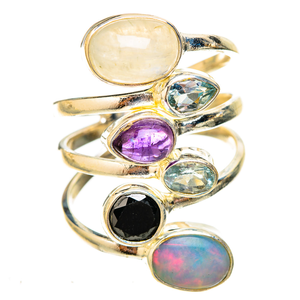 Rainbow Moonstone Rings handcrafted by Anasilvercos - RING122916 - Photo 2