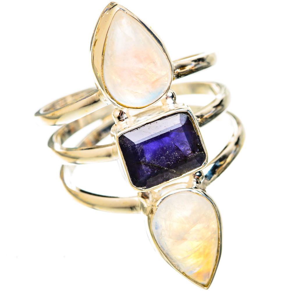 Rainbow Moonstone Rings handcrafted by Anasilvercos - RING122928 - Photo 2