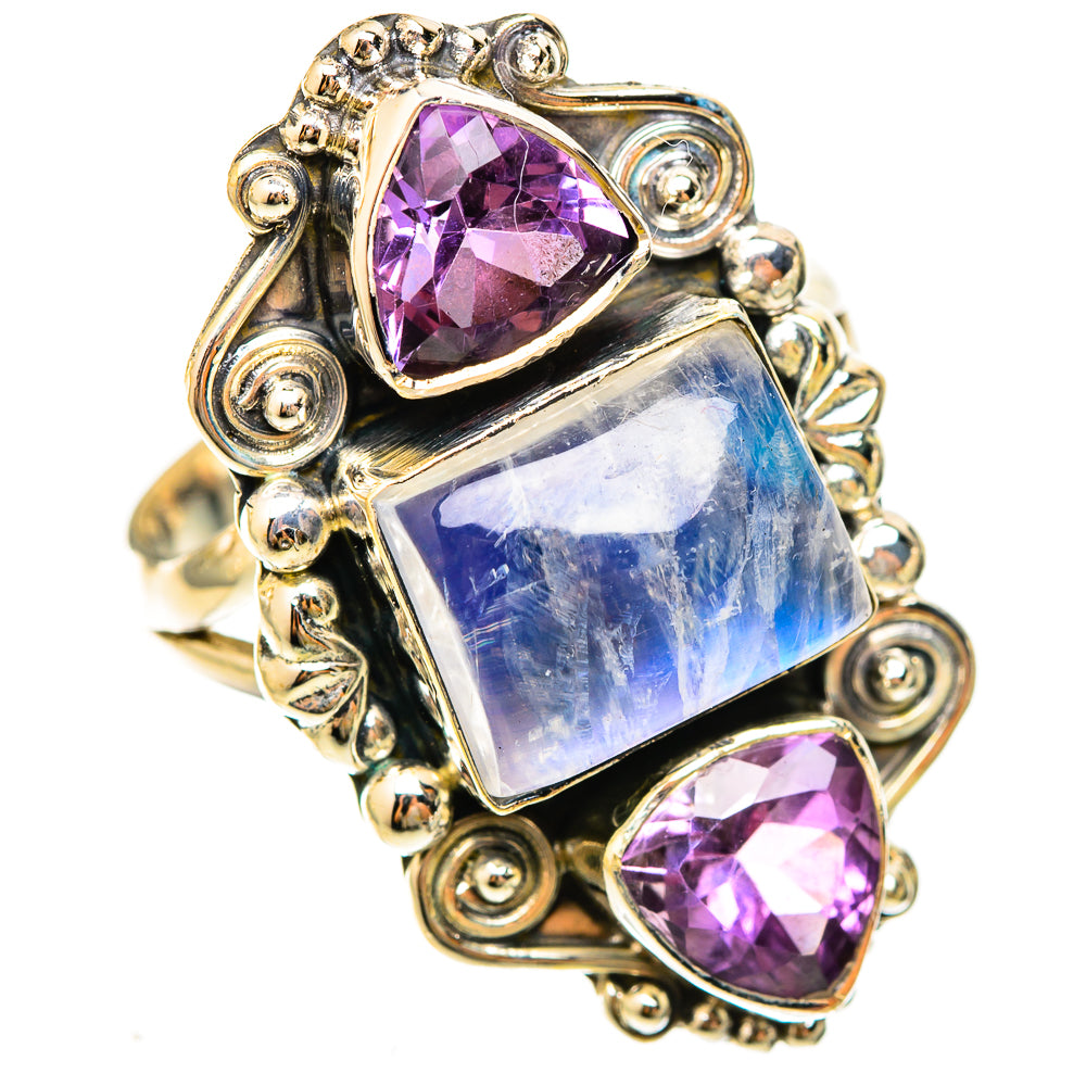 Rainbow Moonstone Rings handcrafted by Anasilvercos - RING123130 - Photo 2