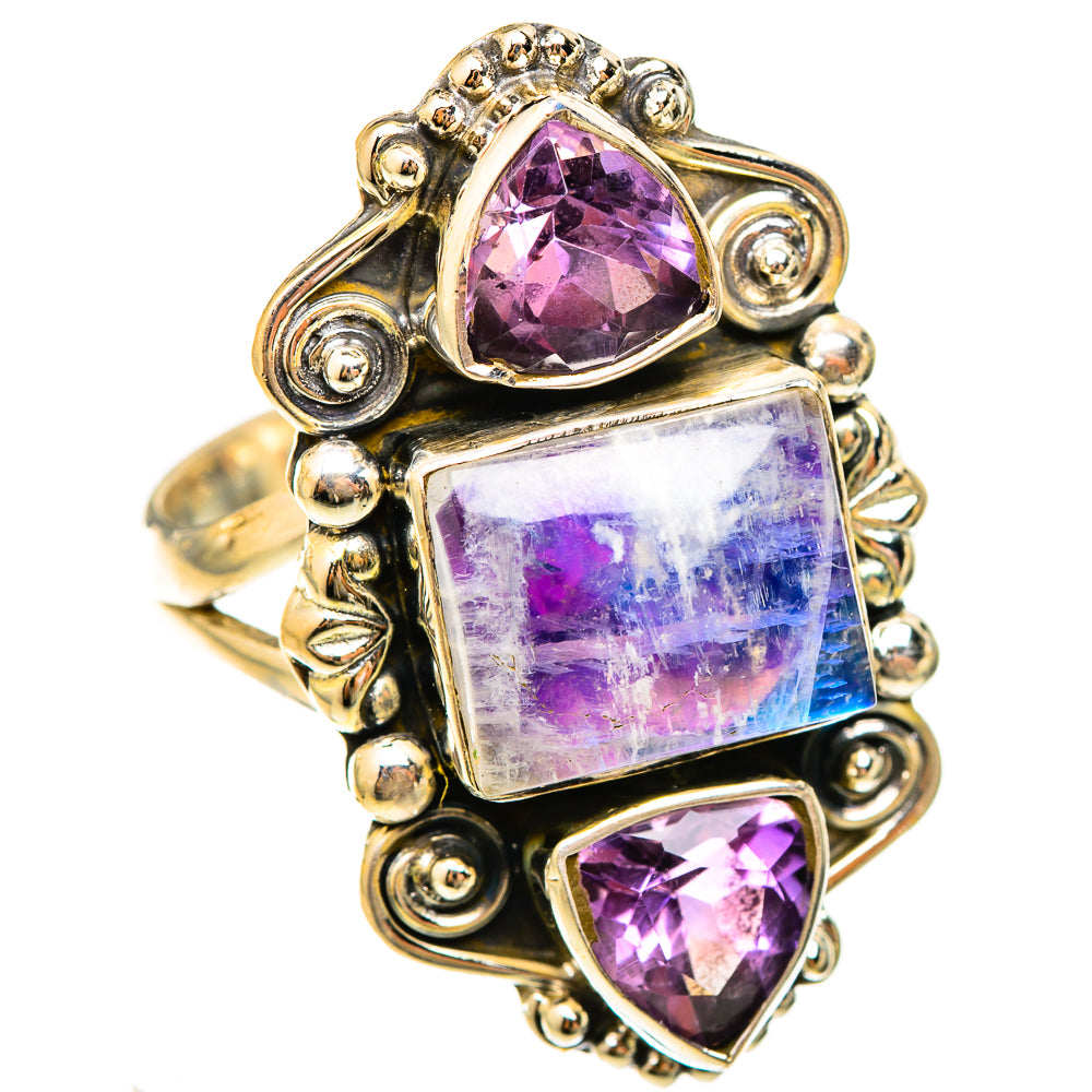 Rainbow Moonstone Rings handcrafted by Anasilvercos - RING123181 - Photo 2