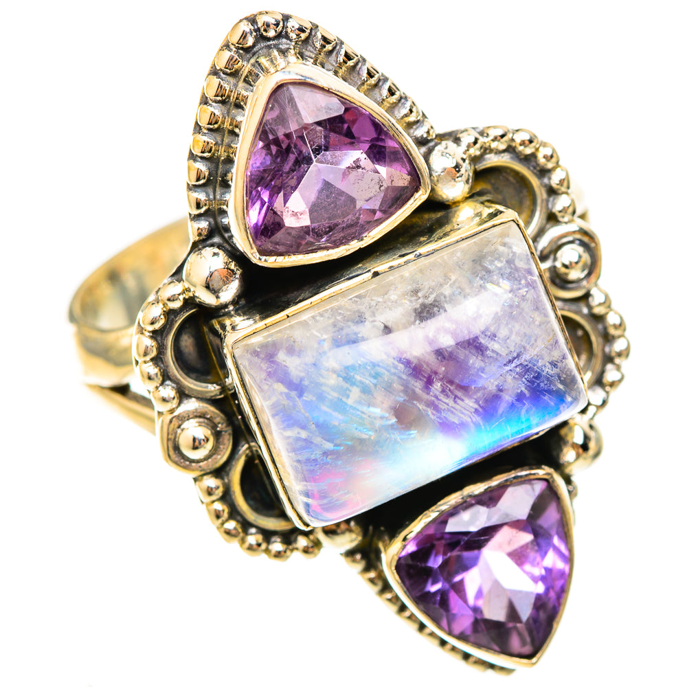 Rainbow Moonstone Rings handcrafted by Anasilvercos - RING123200 - Photo 2