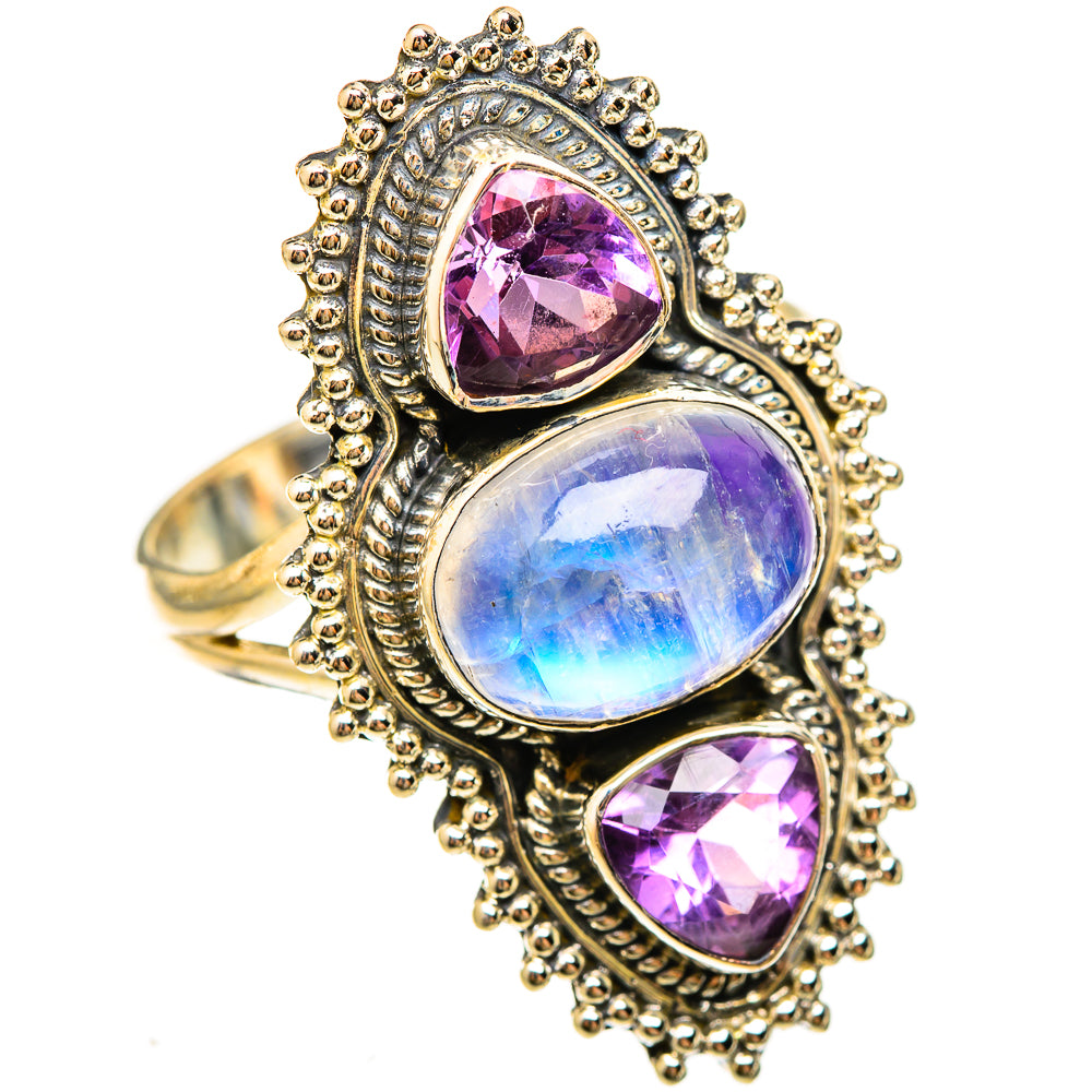 Rainbow Moonstone Rings handcrafted by Anasilvercos - RING123233 - Photo 2