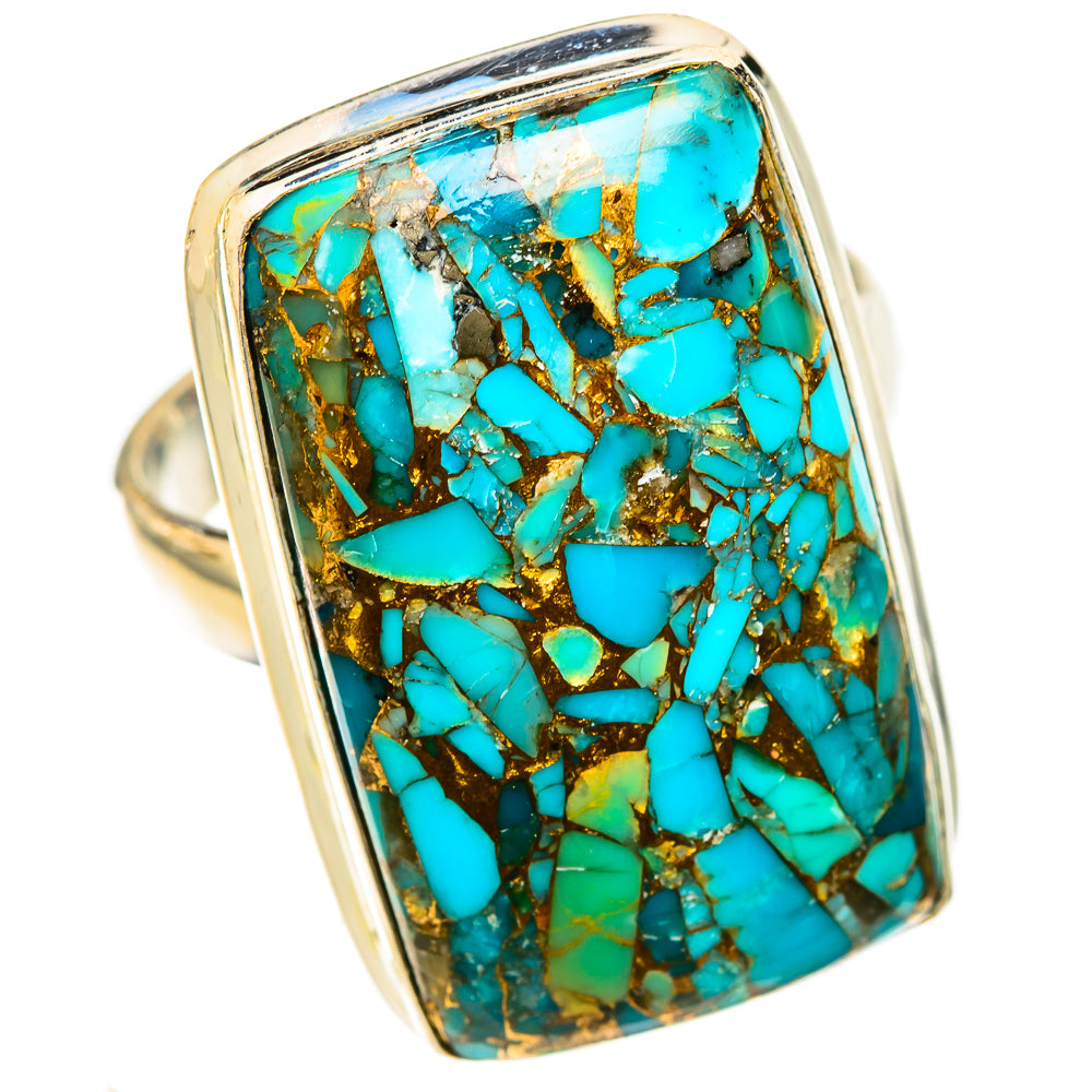 Blue Copper Composite Turquoise Rings handcrafted by Anasilvercos - RING123247 - Photo 2