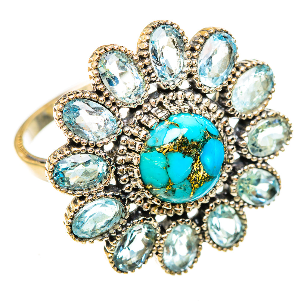 Blue Copper Composite Turquoise Rings handcrafted by Anasilvercos - RING123262 - Photo 2