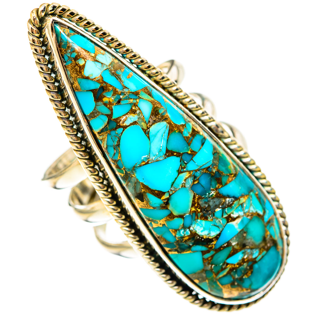 Blue Copper Composite Turquoise Rings handcrafted by Anasilvercos - RING123264 - Photo 2