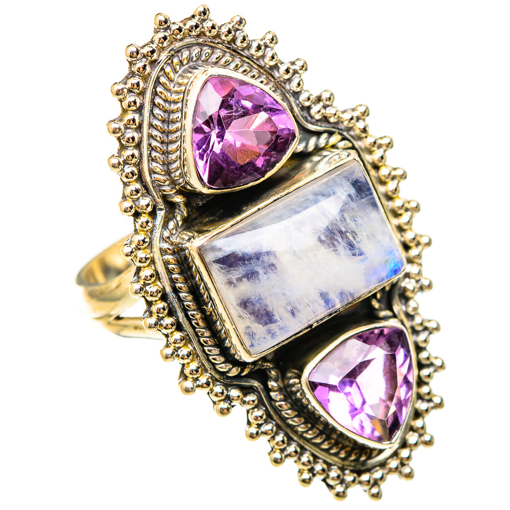 Rainbow Moonstone Rings handcrafted by Anasilvercos - RING123271 - Photo 2
