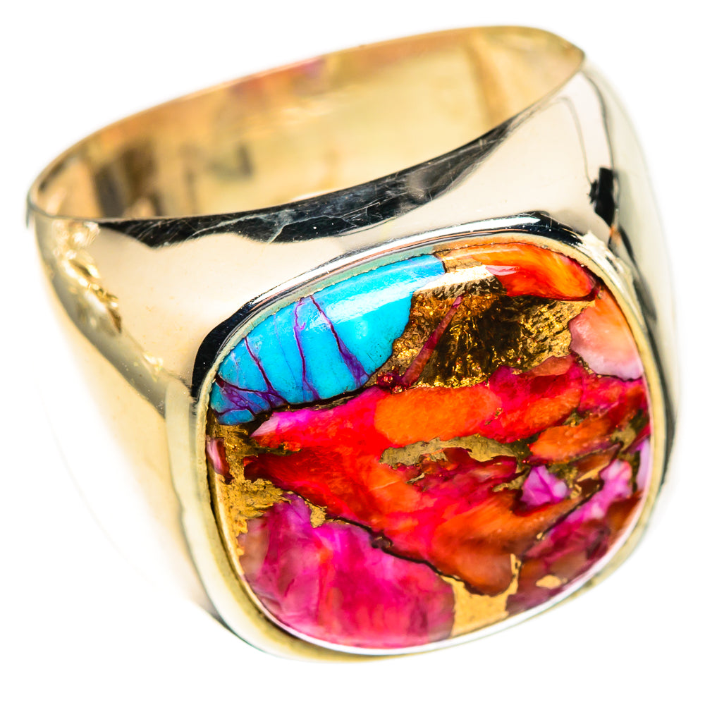 Kingman Pink Dahlia Turquoise Rings handcrafted by Anasilvercos - RING123322 - Photo 2