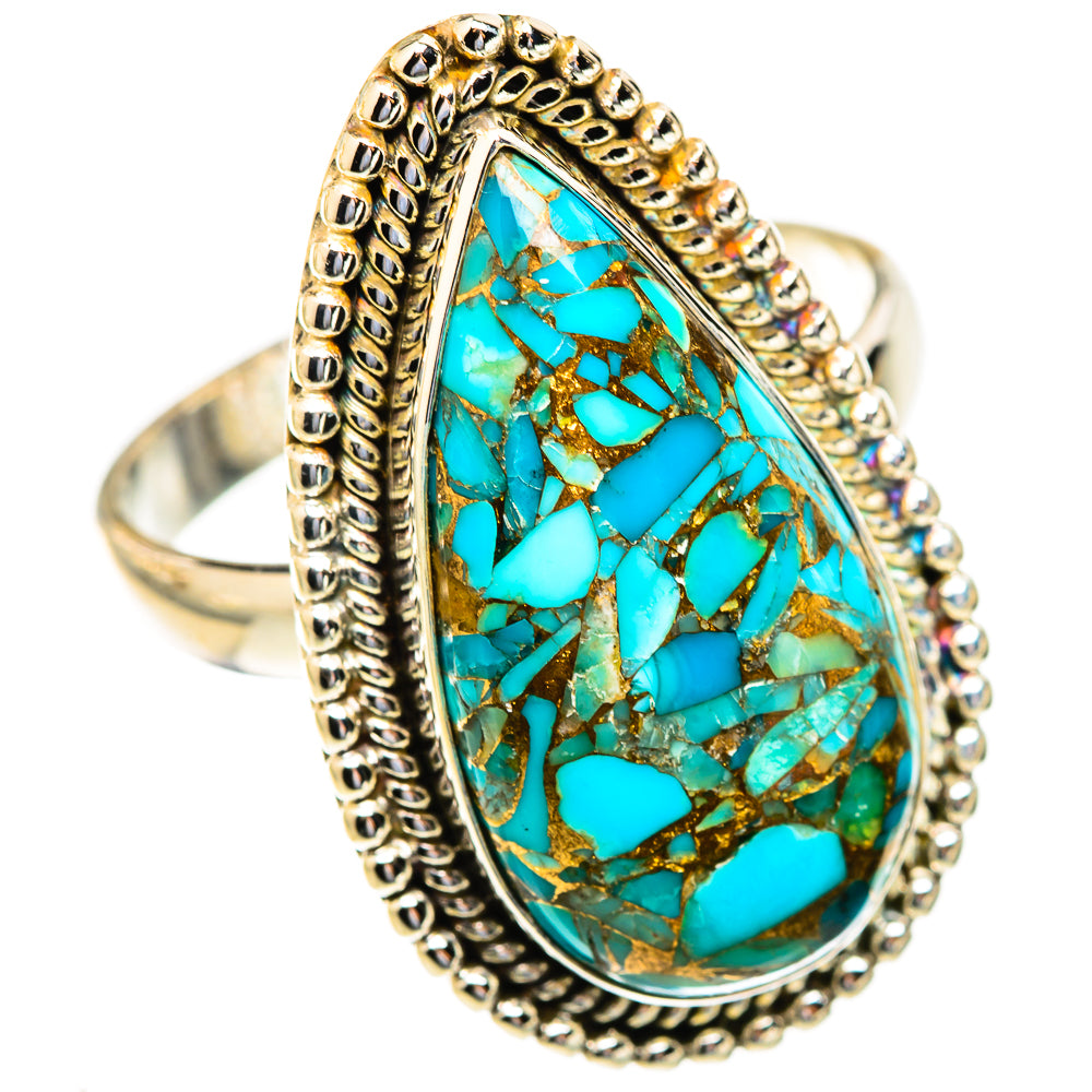 Blue Copper Composite Turquoise Rings handcrafted by Anasilvercos - RING123486 - Photo 2