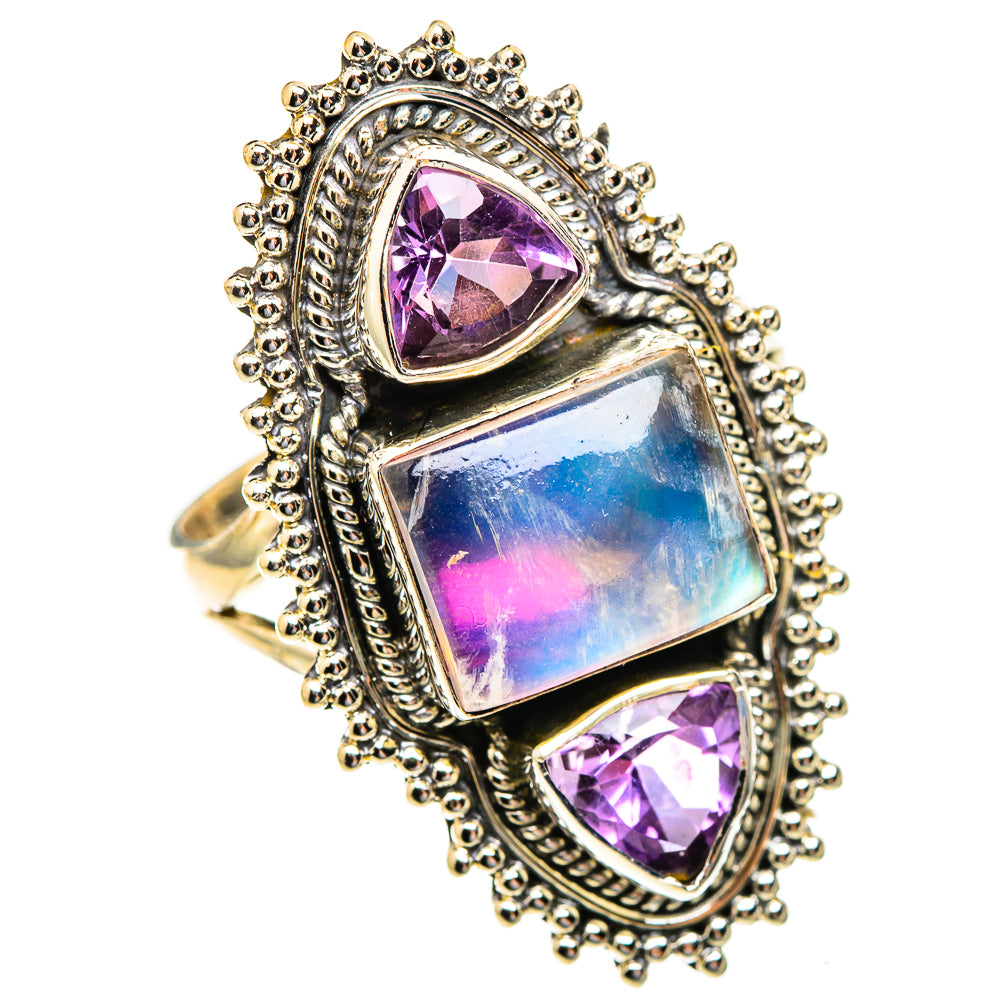 Rainbow Moonstone Rings handcrafted by Anasilvercos - RING123493 - Photo 2