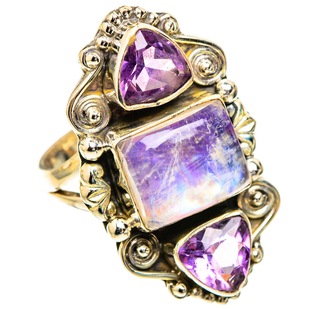Rainbow Moonstone Rings handcrafted by Anasilvercos - RING123497 - Photo 2