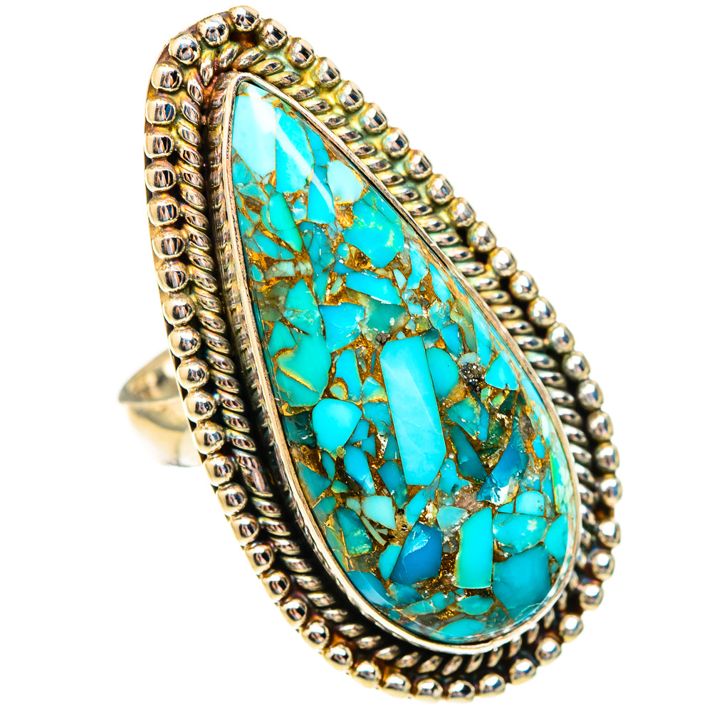 Blue Copper Composite Turquoise Rings handcrafted by Anasilvercos - RING123512 - Photo 2