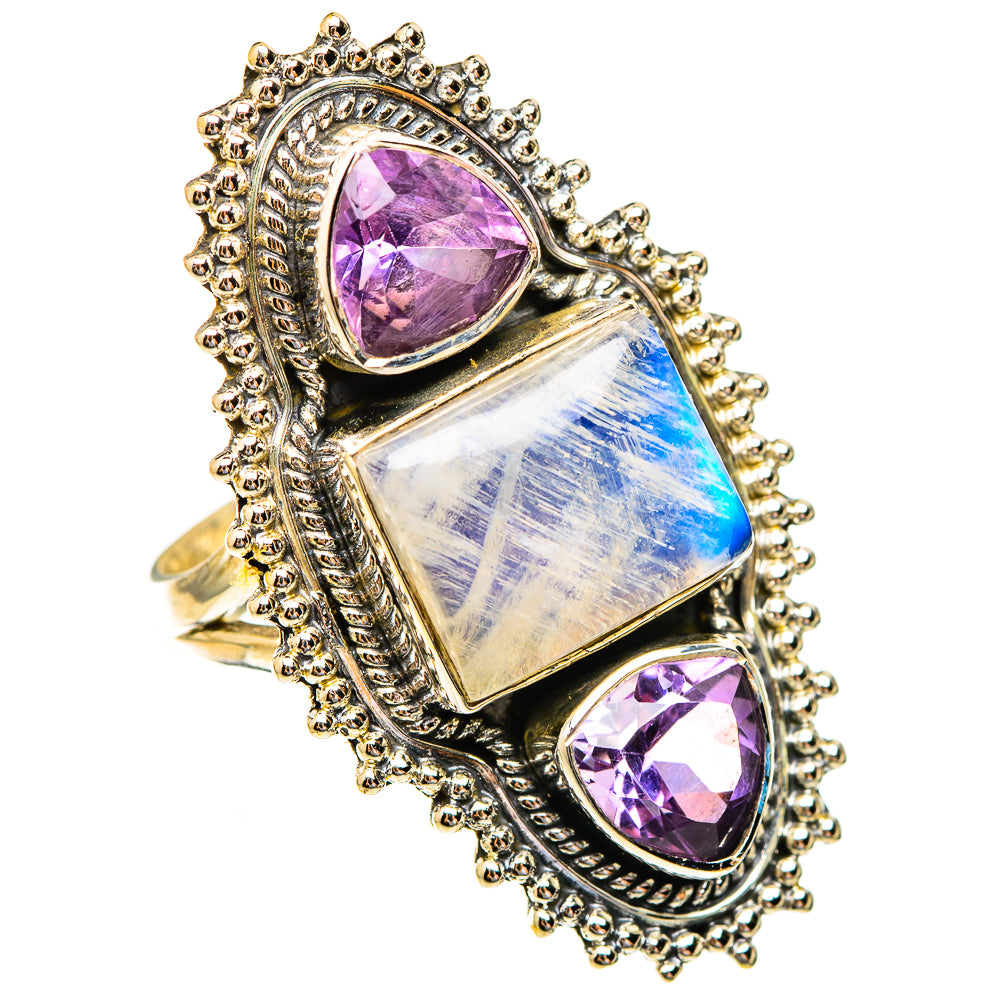 Rainbow Moonstone Rings handcrafted by Anasilvercos - RING123520 - Photo 2