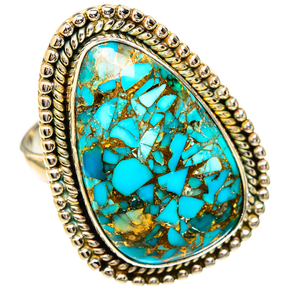 Blue Copper Composite Turquoise Rings handcrafted by Anasilvercos - RING123529 - Photo 2