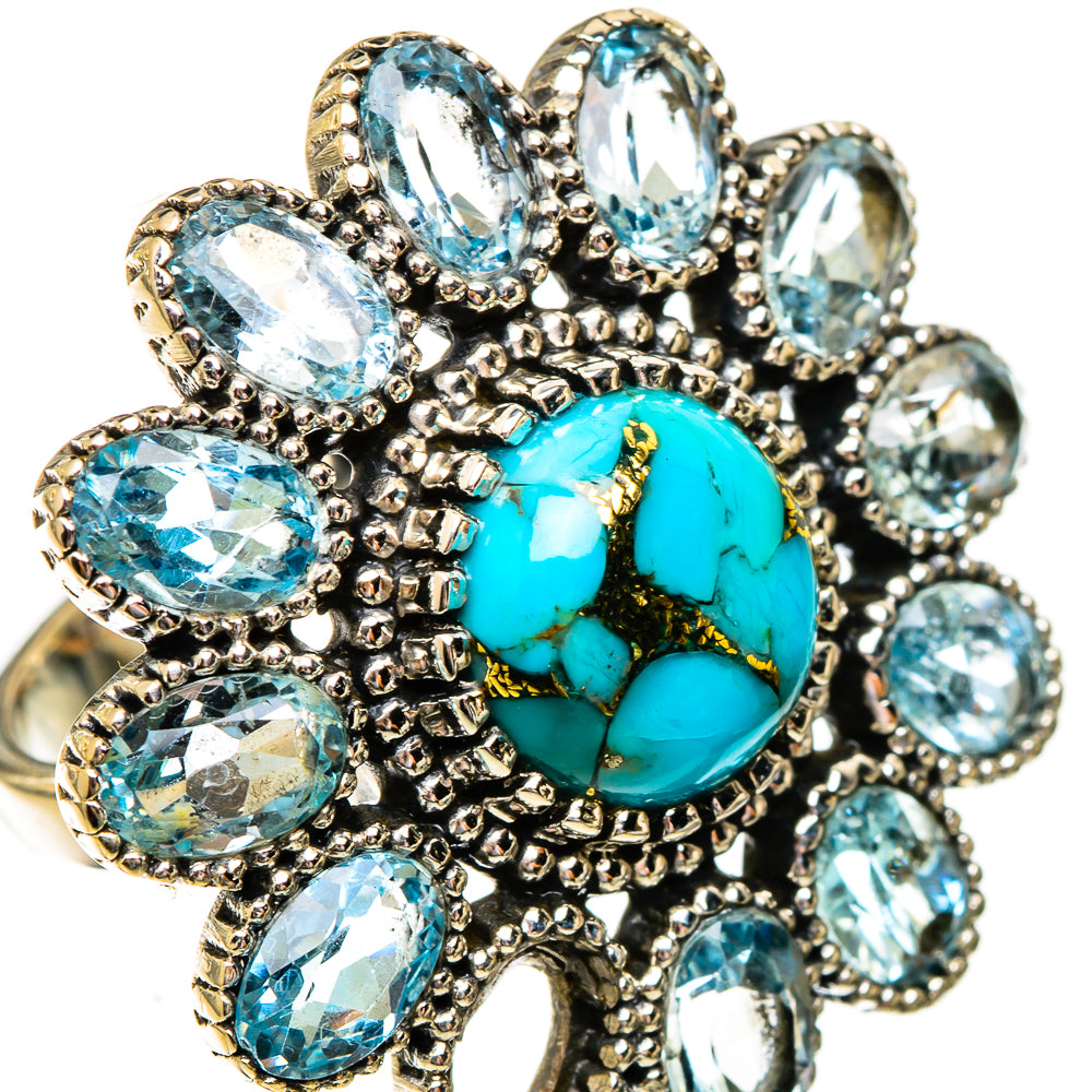 Blue Copper Composite Turquoise Rings handcrafted by Anasilvercos - RING123568 - Photo 2