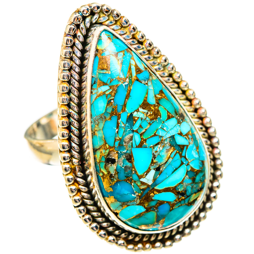 Blue Copper Composite Turquoise Rings handcrafted by Anasilvercos - RING123569 - Photo 2