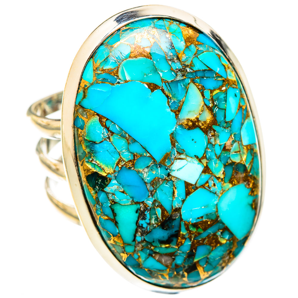 Blue Copper Composite Turquoise Rings handcrafted by Anasilvercos - RING123580 - Photo 2
