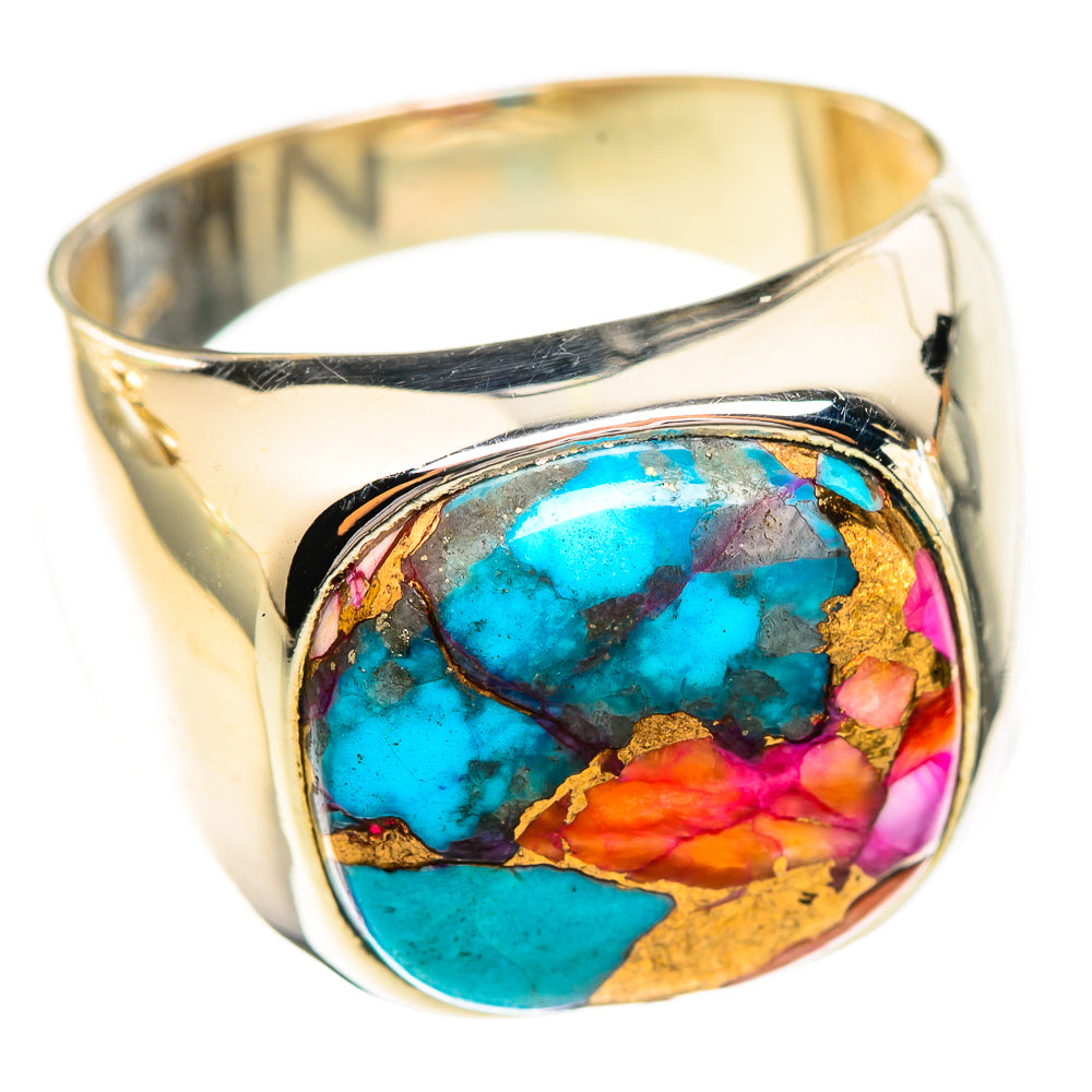 Kingman Pink Dahlia Turquoise Rings handcrafted by Anasilvercos - RING123683 - Photo 2
