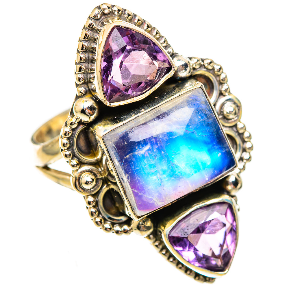 Rainbow Moonstone Rings handcrafted by Anasilvercos - RING123714 - Photo 2