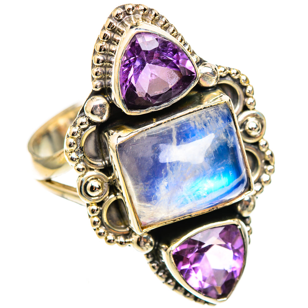 Rainbow Moonstone Rings handcrafted by Anasilvercos - RING123752 - Photo 2